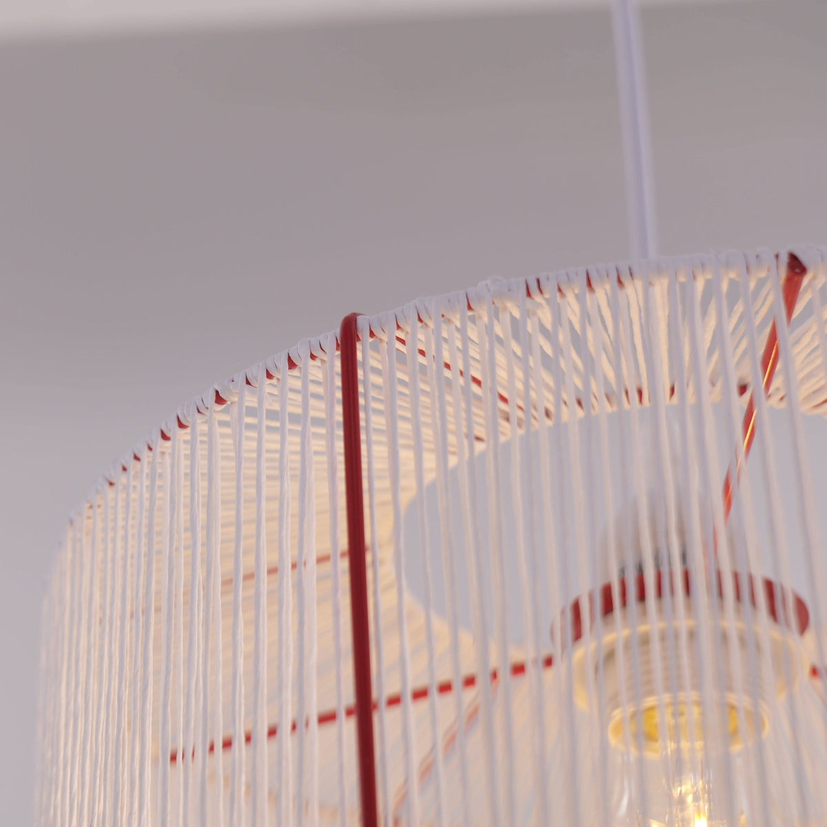 Lightsin Modern Handwoven White Paper Rope Pendant Light for Cozy Interiors