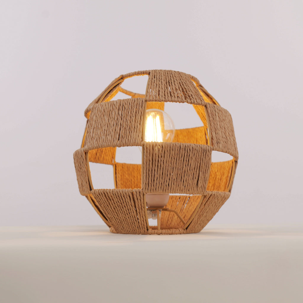 Lightsin Handwoven Jute Globe Table Lamp - Eco-friendly Spherical Bedside Desk Lighting