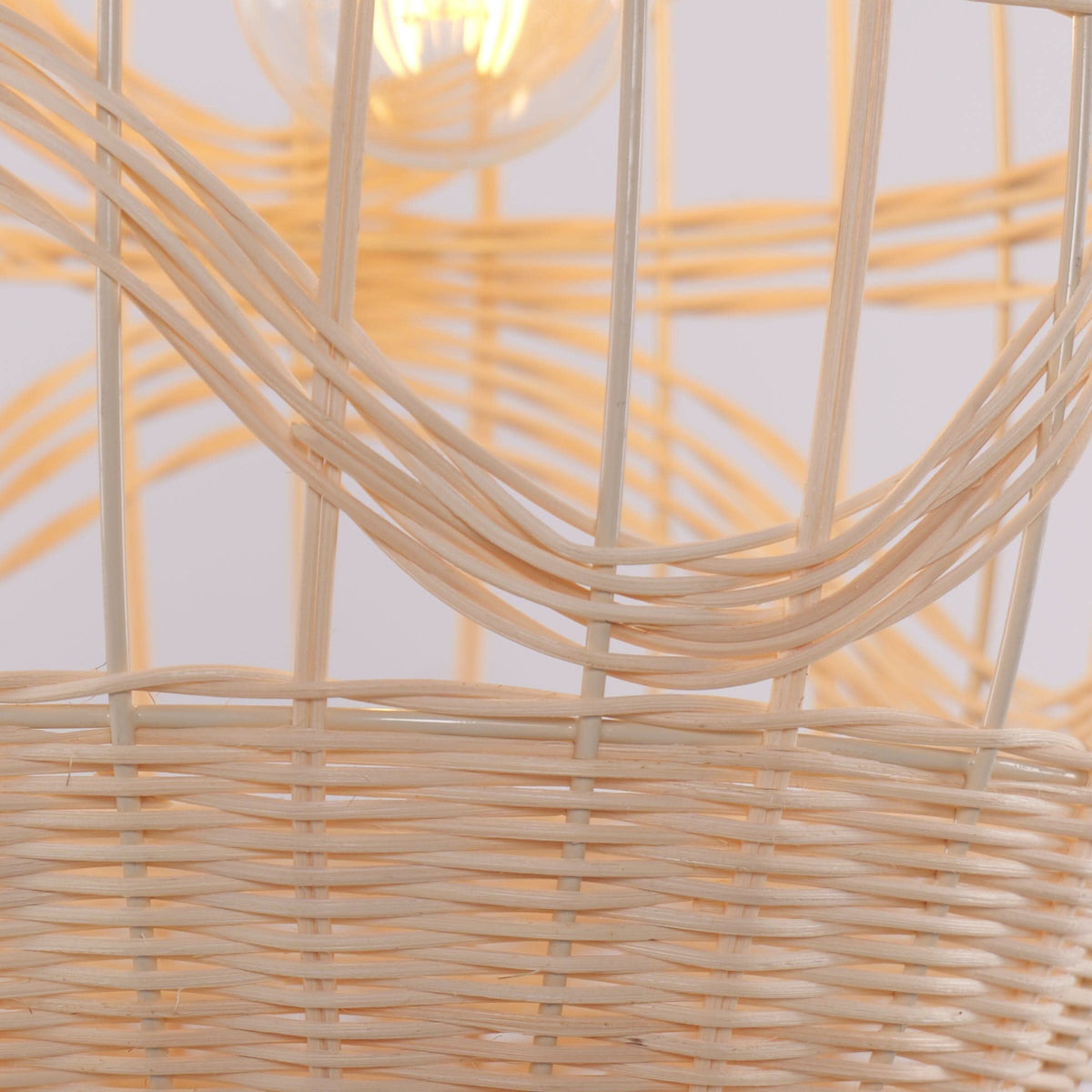 Lightsin Cella-Sustainable Handwoven Spherical Rattan Pendant Light with Wave Details