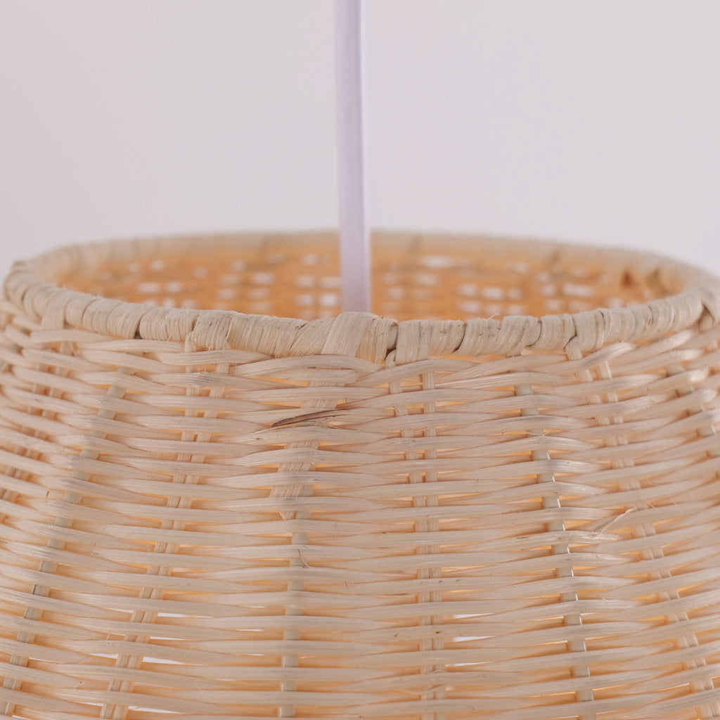 Lightsin Boho-Chic Handwoven Elongated Oval Rattan Pendant Light