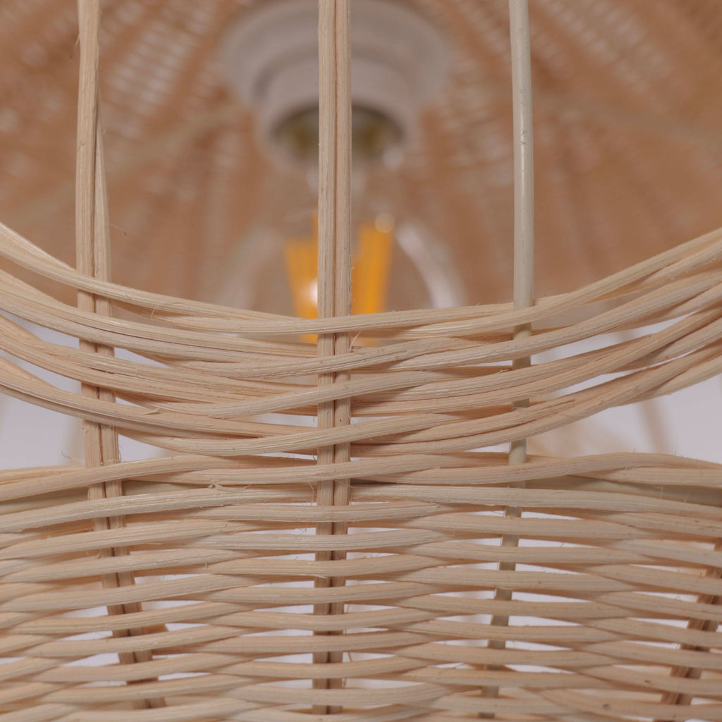 Lightsin Cella-Sustainable Handwoven Spherical Rattan Pendant Light with Wave Details