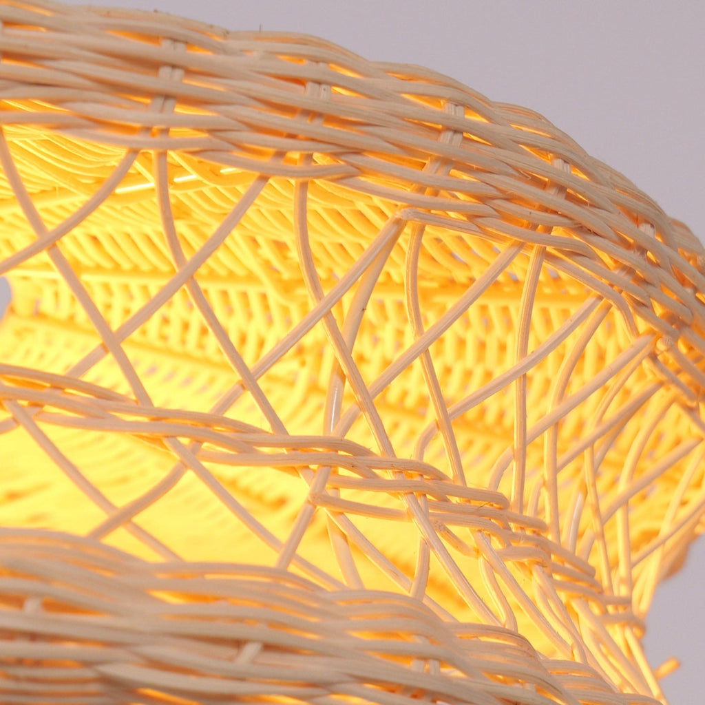 Lightsin Bohemian Wicker Hanging Lamp with Layered Woven Structure