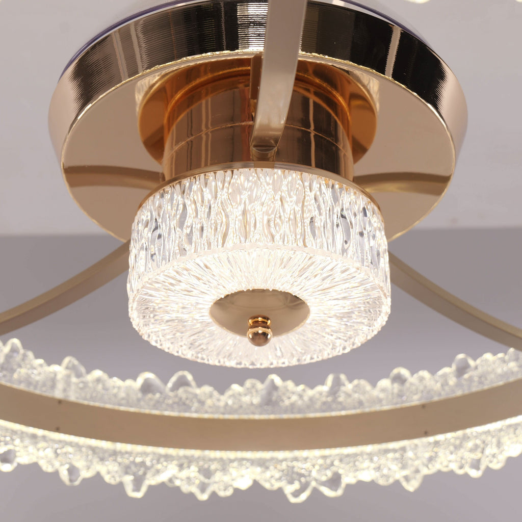 Lightsin Modern Gold Halo Ceiling Fan Light with Remote, 6 Speeds & 3 Colour Temperatures