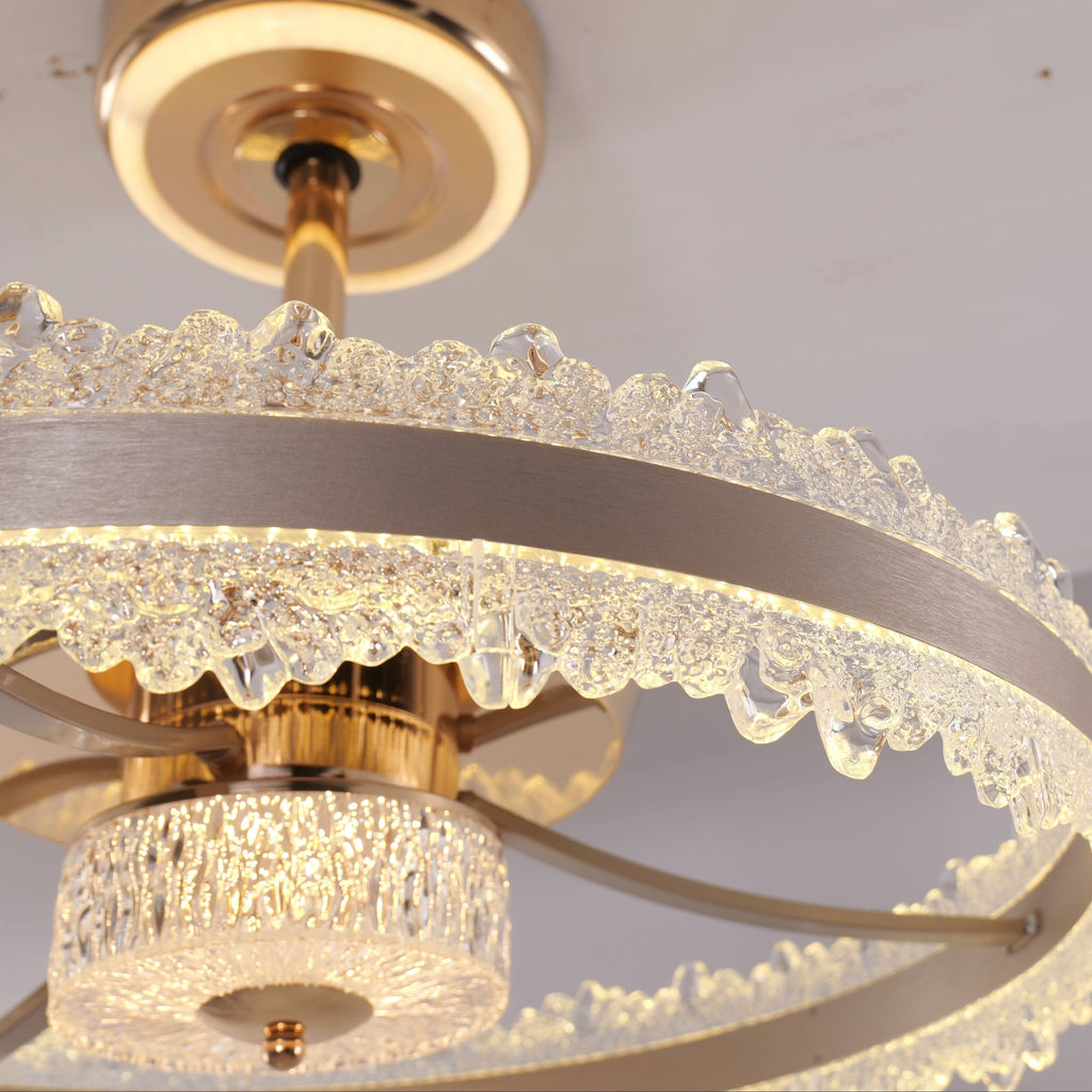 Lightsin Luxury Gold Frame LED Ceiling Fan Light with Retractable Blades