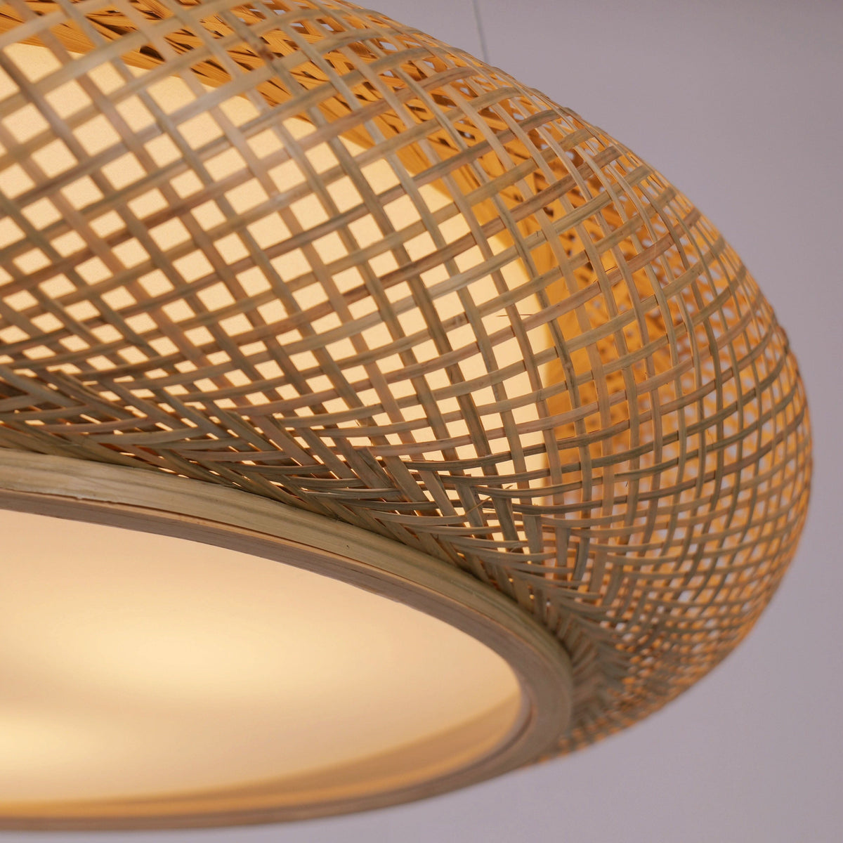 Lightsin Lutta-Handwoven Bamboo Pendant Light for Kitchen Island or Living Room