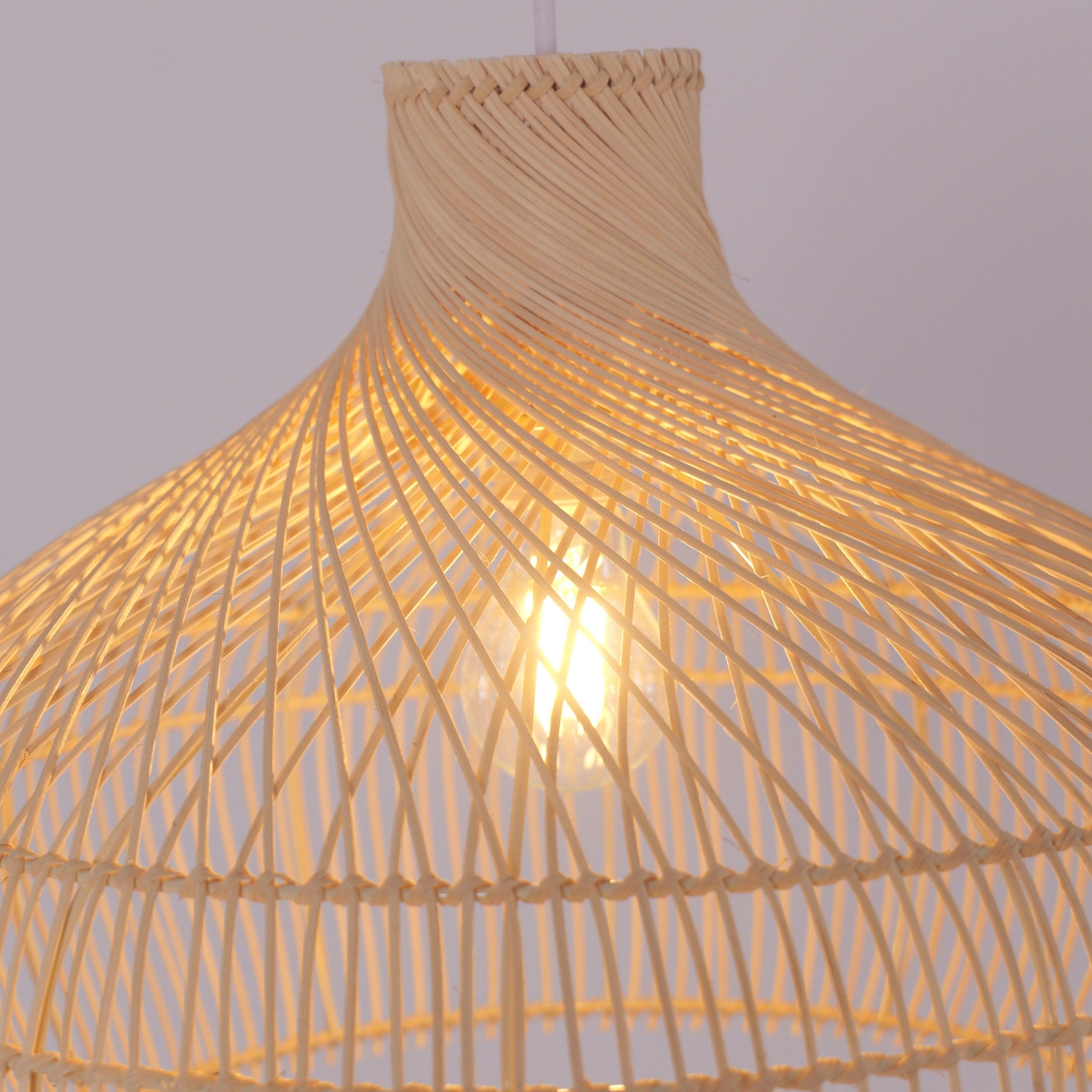 Lightsin Cella-Handwoven Gourd Shaped Rattan Pendant Light