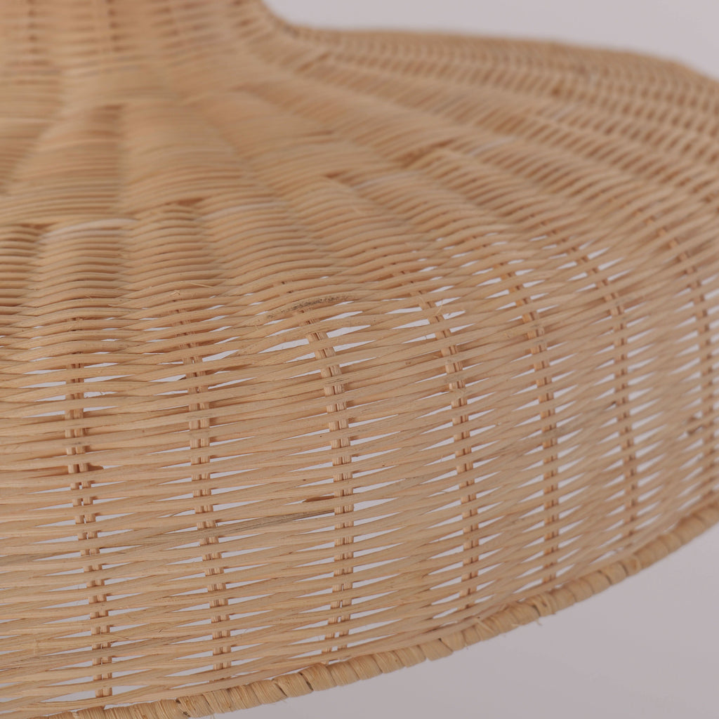 Lightsin Flat Teapot-Shaped Japanese Rattan Pendant Light – Natural Elegance