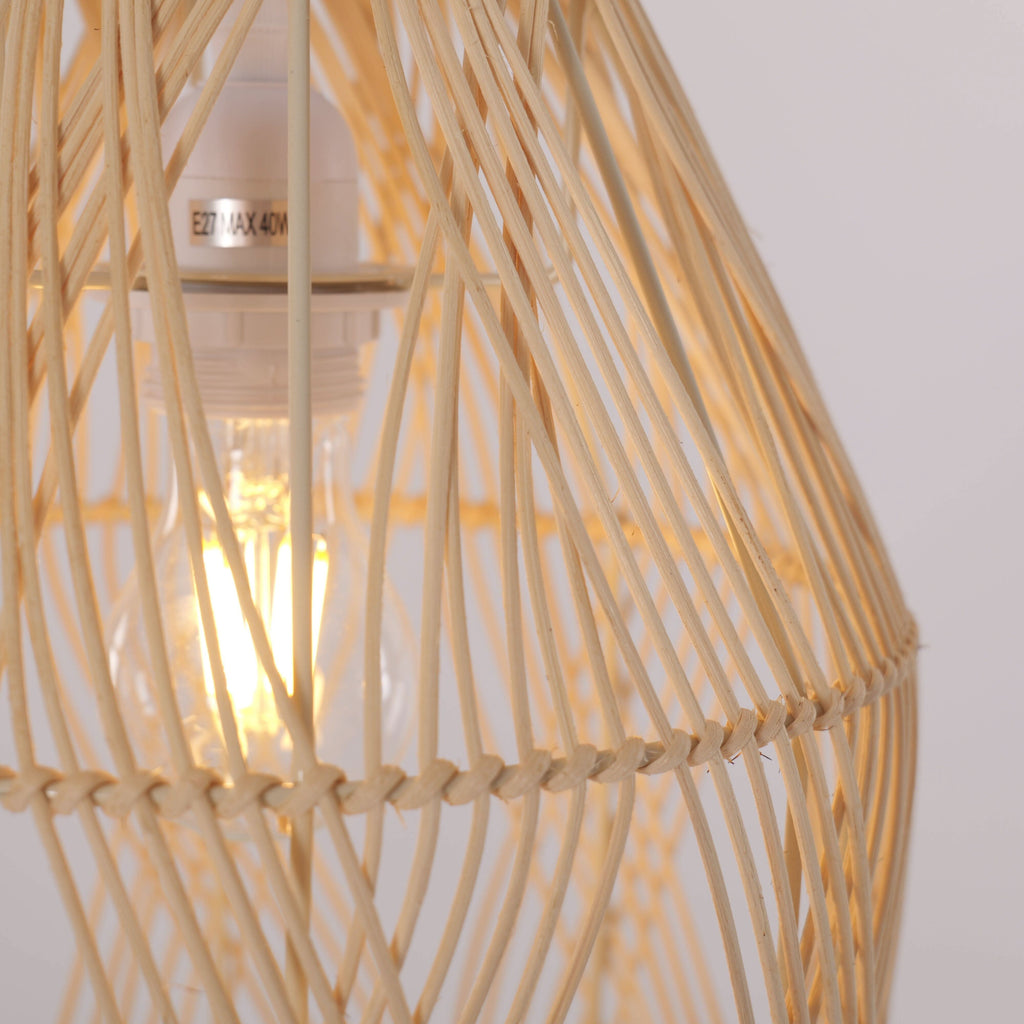 Lightsin Handwoven Rattan Pendant Light with Criss-Cross Pattern
