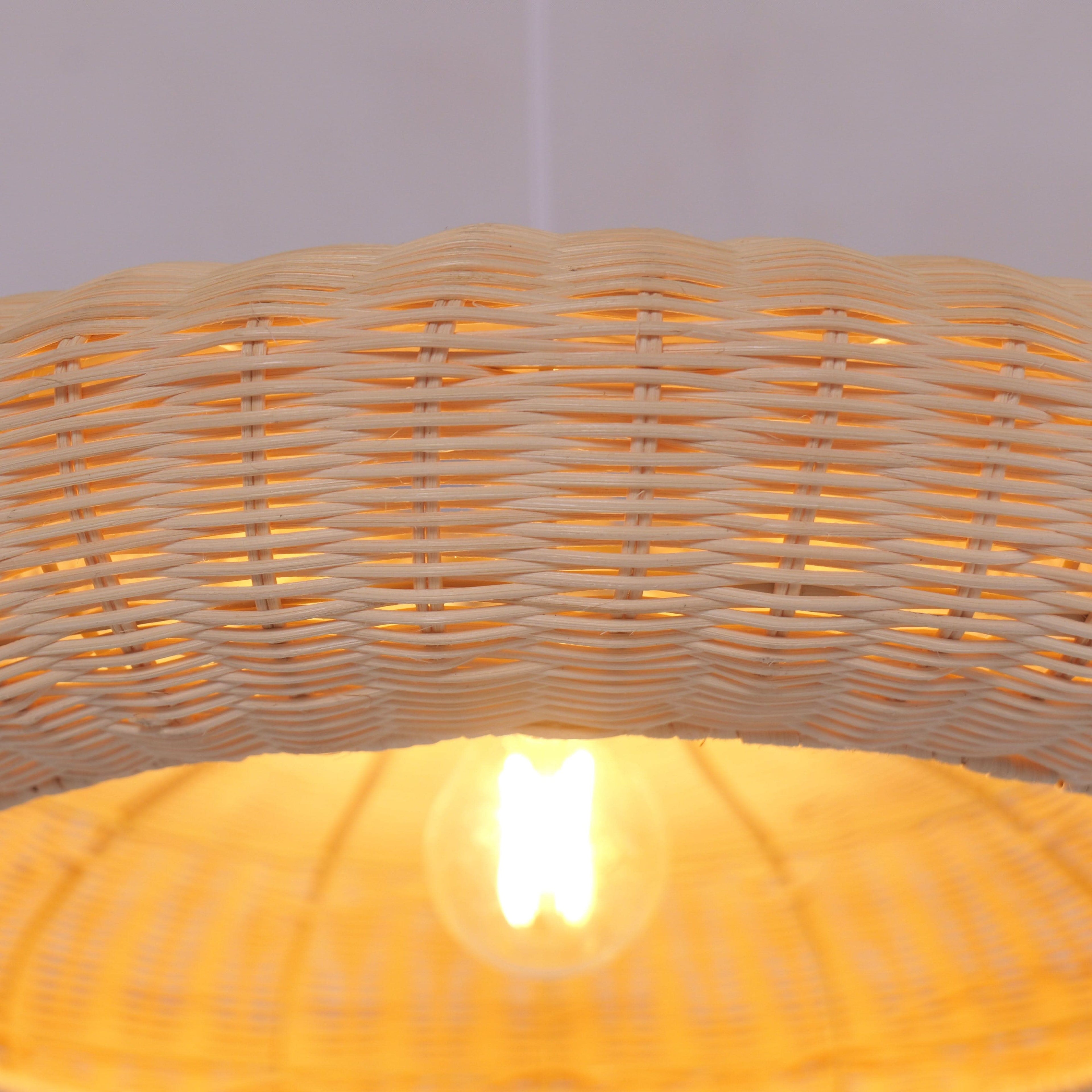 Lightsin Japanese Shell-Inspired Rattan Pendant Light Natural Serenity