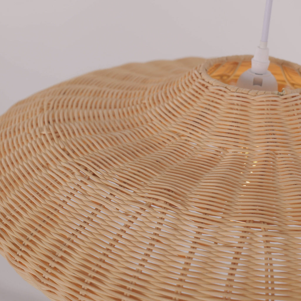 Lightsin Japanese Shell-Inspired Rattan Pendant Light Natural Serenity