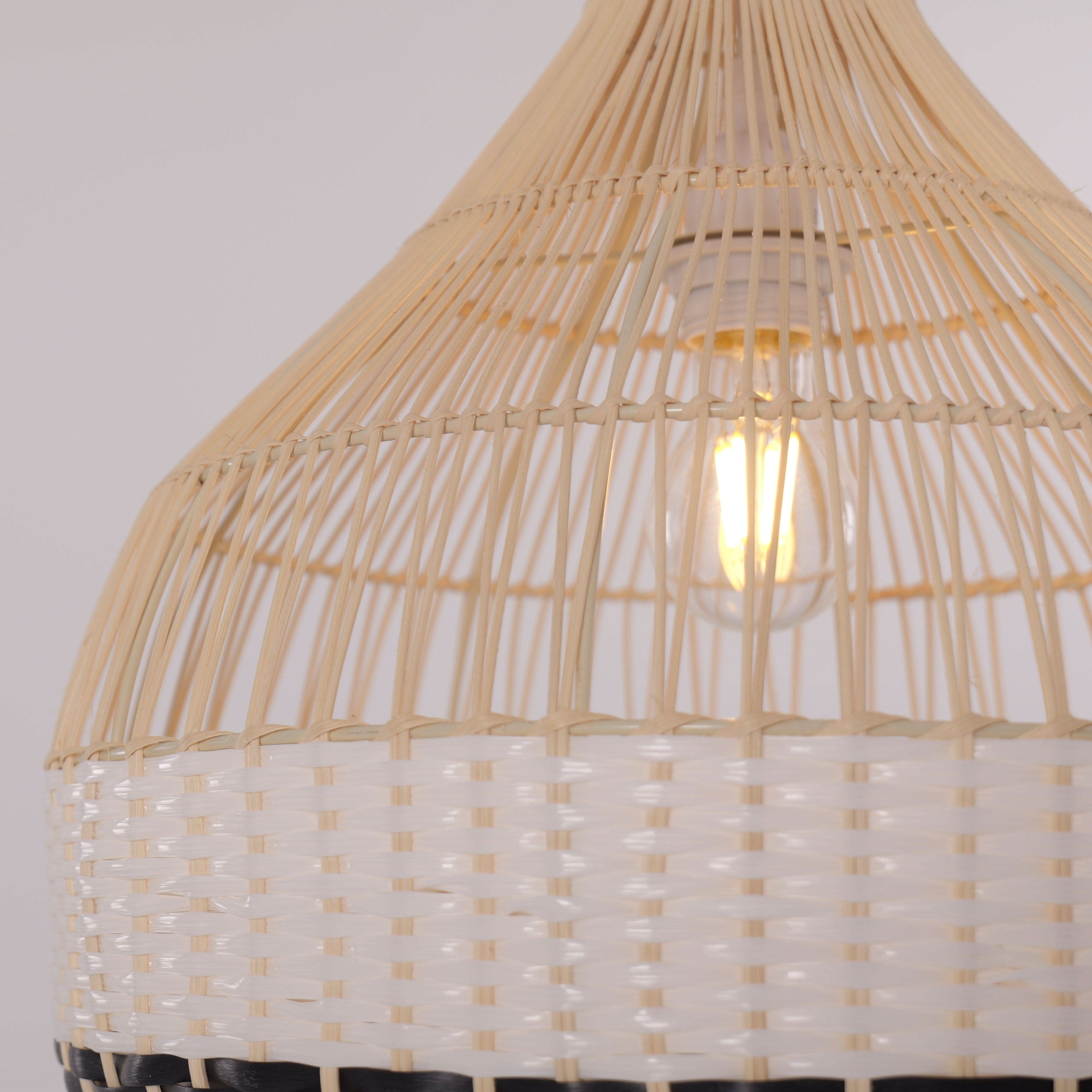 Lightsin Monochrome Japanese Style Handwoven Rattan Pendant Light