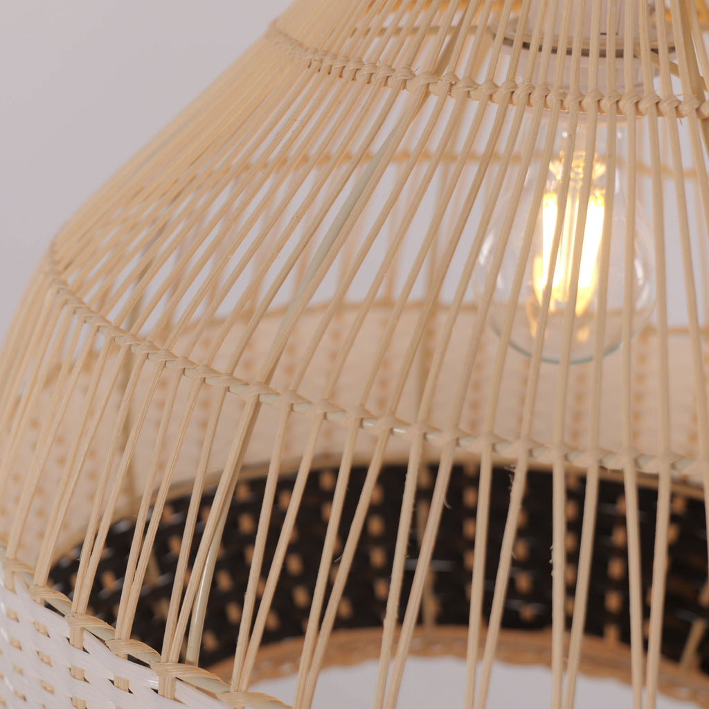 Lightsin Monochrome Japanese Style Handwoven Rattan Pendant Light