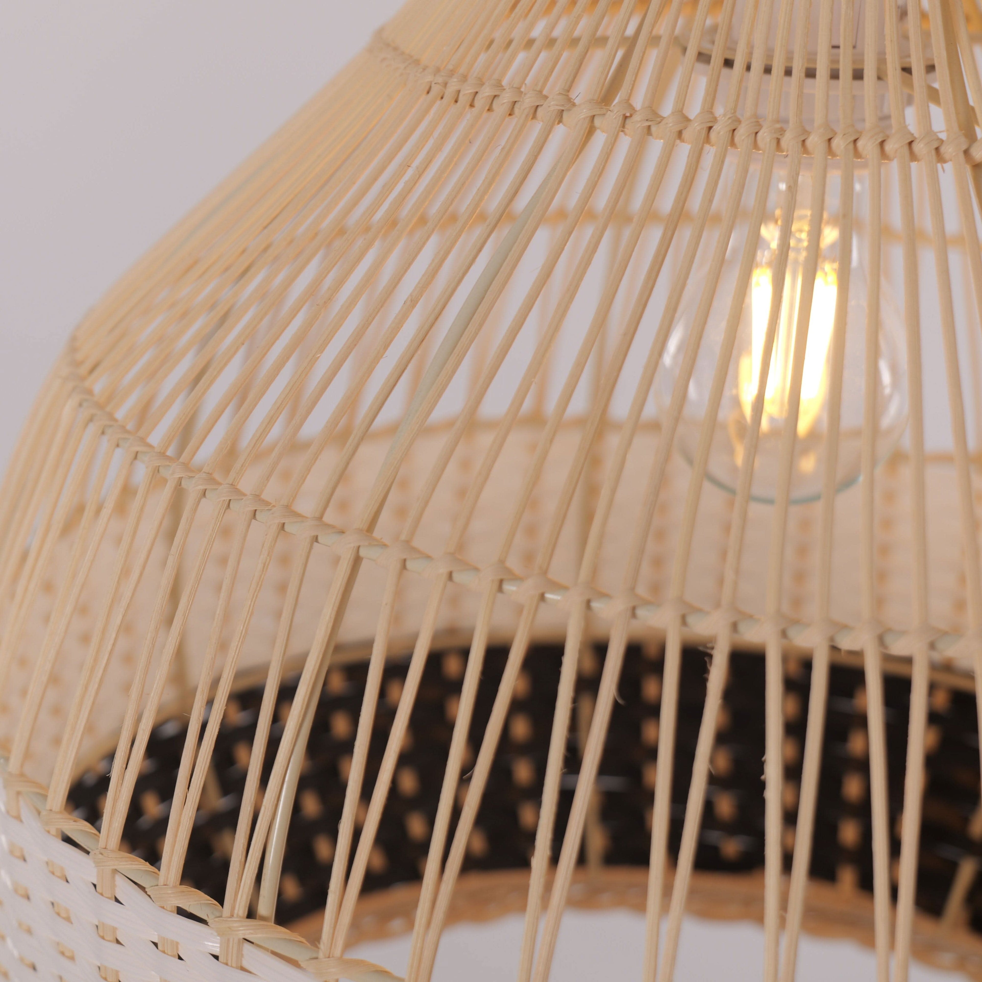 Lightsin Monochrome Japanese Style Handwoven Rattan Pendant Light