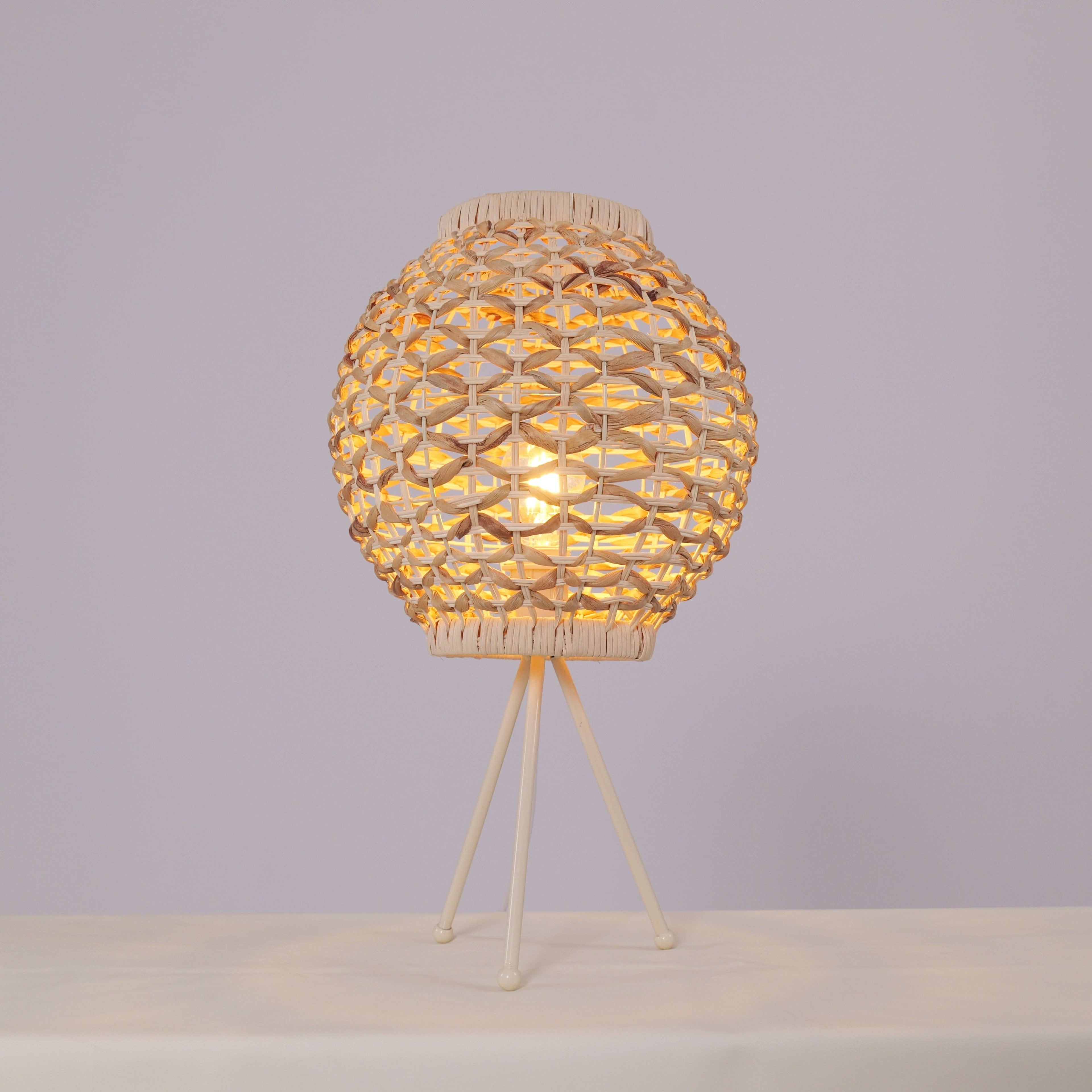 Lightsin Water Hyacinth Rattan Ball-Shaped Woven Table Lamp – Natural Handwoven Lighting for Cozy Spaces