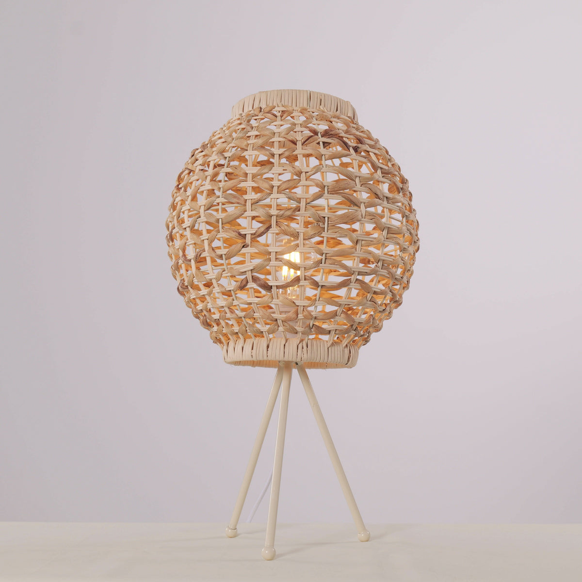 Lightsin Water Hyacinth Rattan Ball-Shaped Woven Table Lamp – Natural Handwoven Lighting for Cozy Spaces
