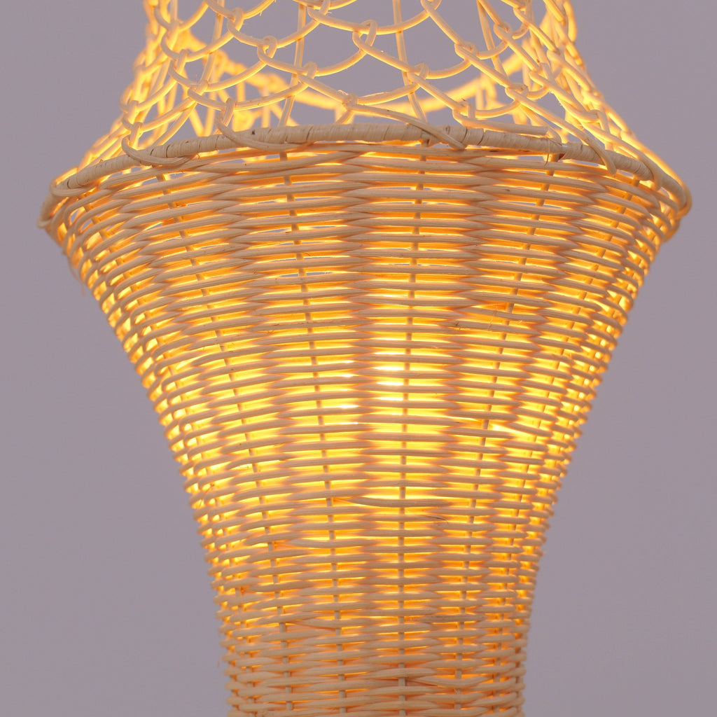 Lightsin Net-Pattern Fish-Mouth Design Rattan Table Lamp