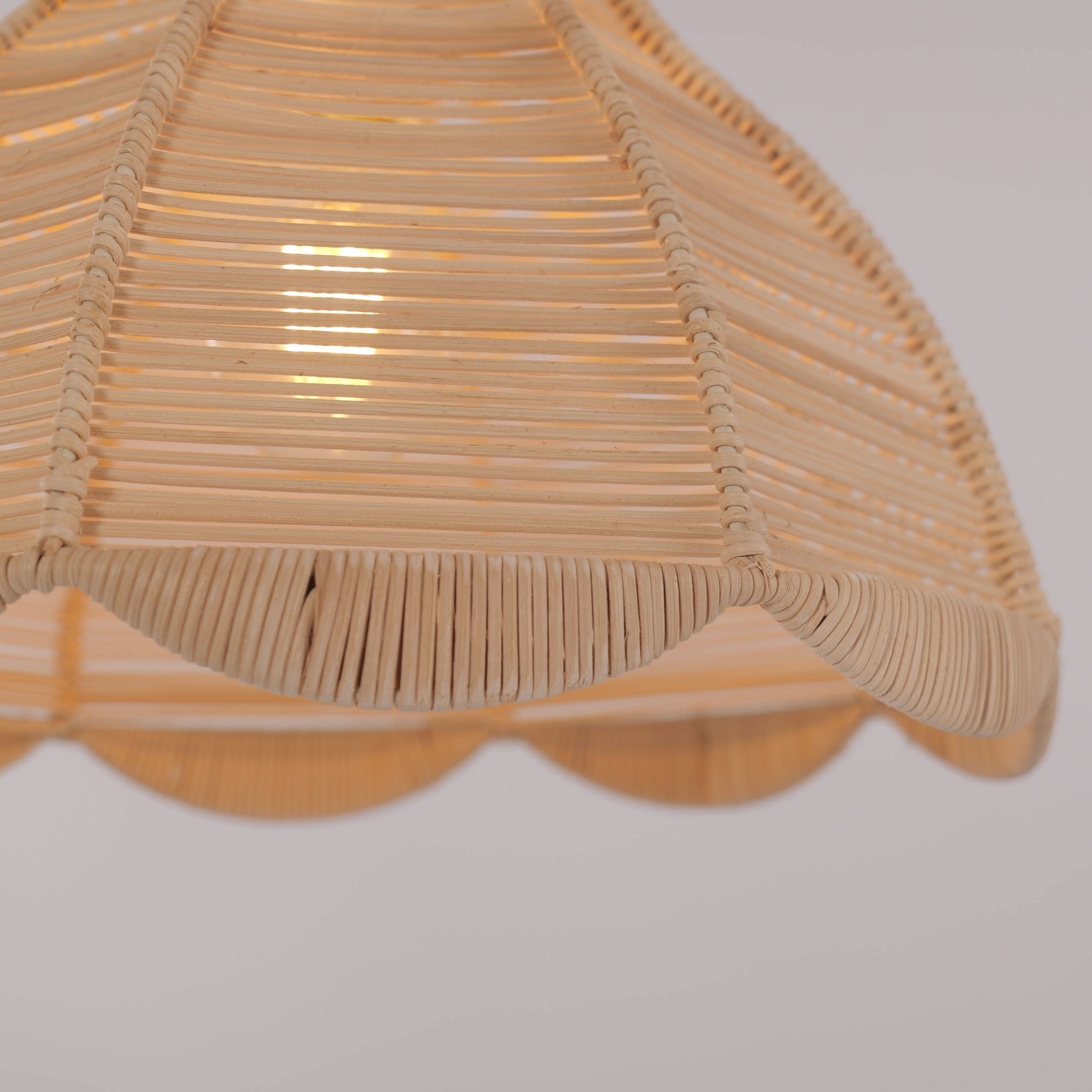Lightsin Japanese-Inspired Petal Bloom Rattan Woven Pendant Light