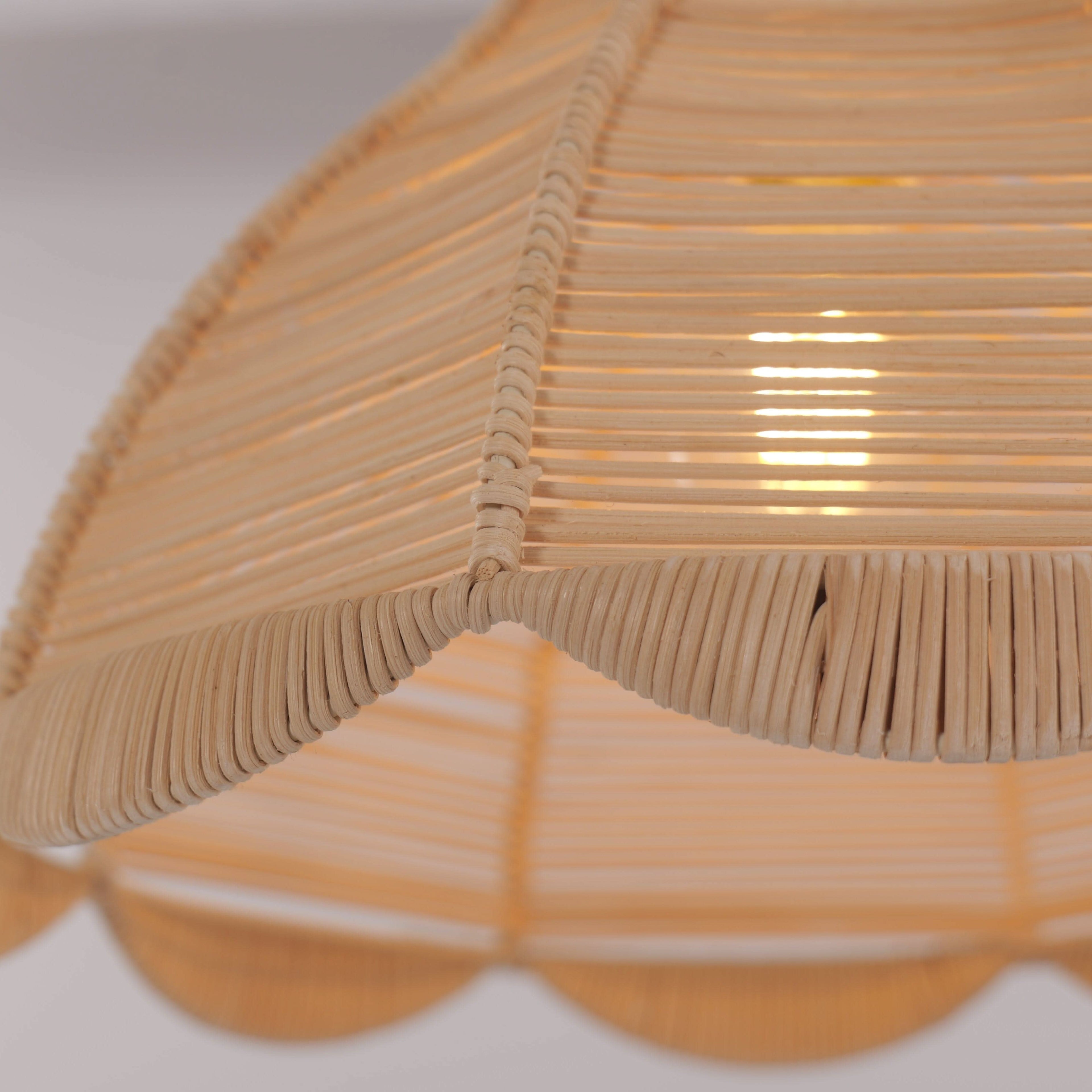 Lightsin Japanese-Inspired Petal Bloom Rattan Woven Pendant Light