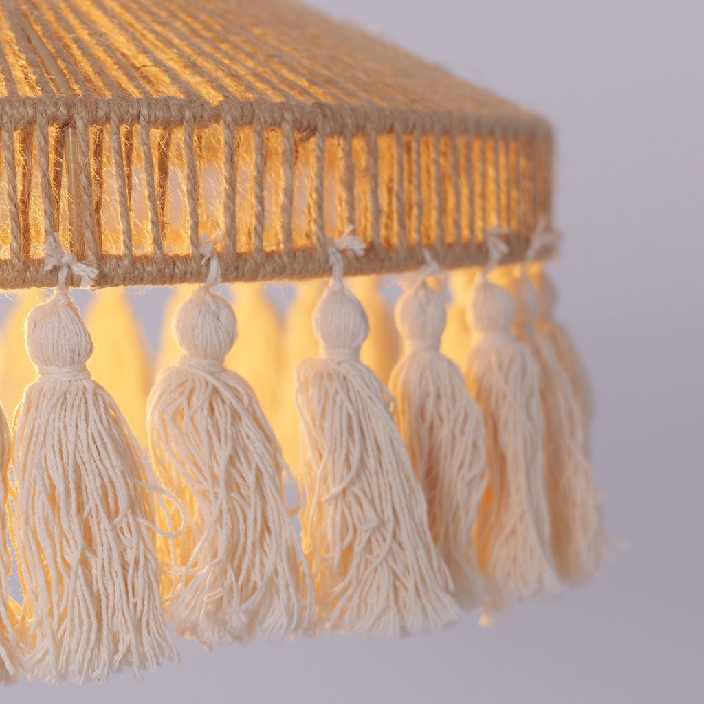 Lightsin Boho Handcrafted Woven Pendant Light with Tassels for Dining Room & Living Room