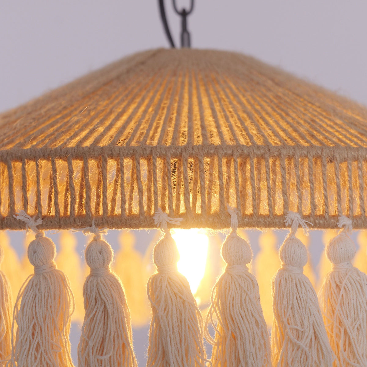 Lightsin Boho Handcrafted Woven Pendant Light with Tassels for Dining Room & Living Room