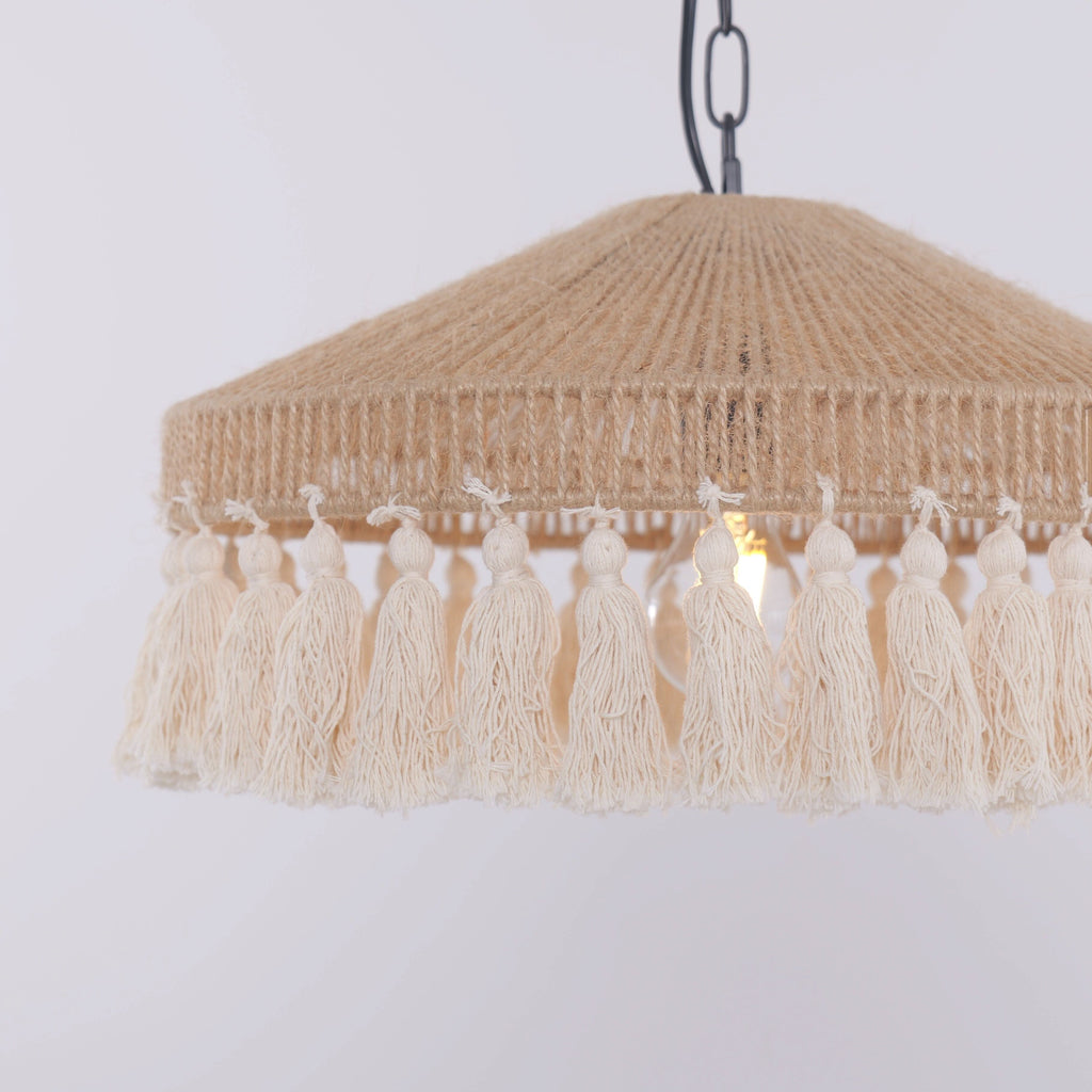 Lightsin Boho Handcrafted Woven Pendant Light with Tassels for Dining Room & Living Room