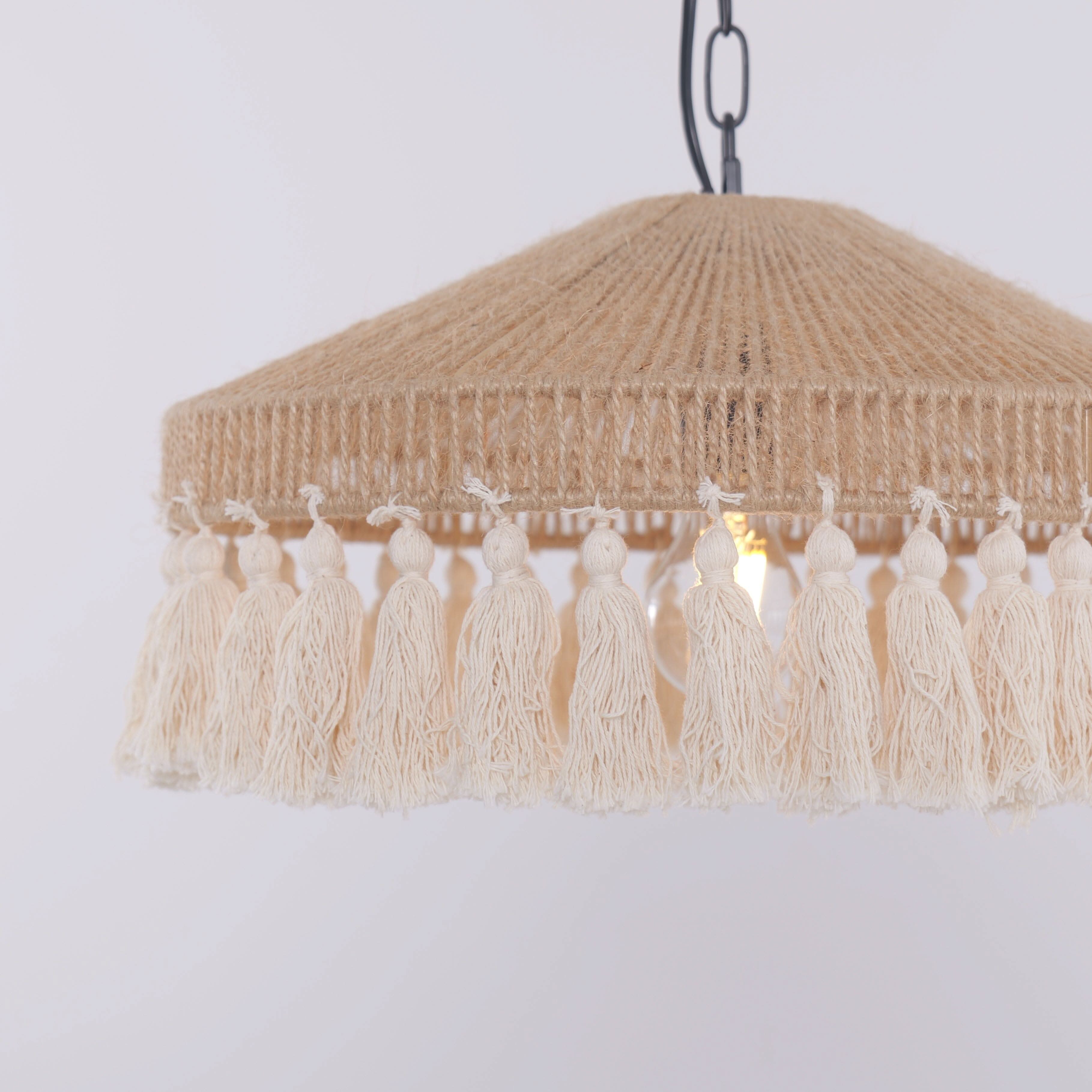 Lightsin Boho Handcrafted Woven Pendant Light with Tassels for Dining Room & Living Room