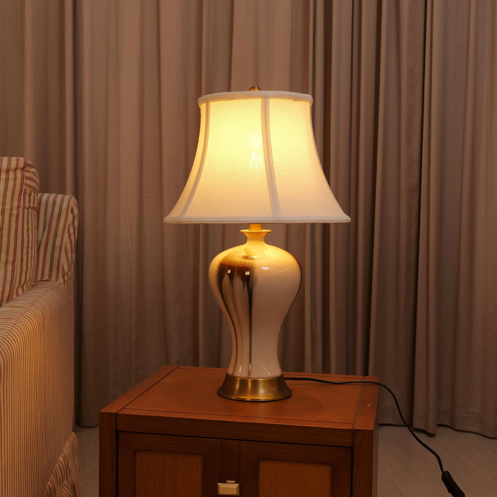 Lightsin Hand-Glazed ‘Earth & Gold’ Ceramic Table Lamp - A Unique Artisan Masterpiece