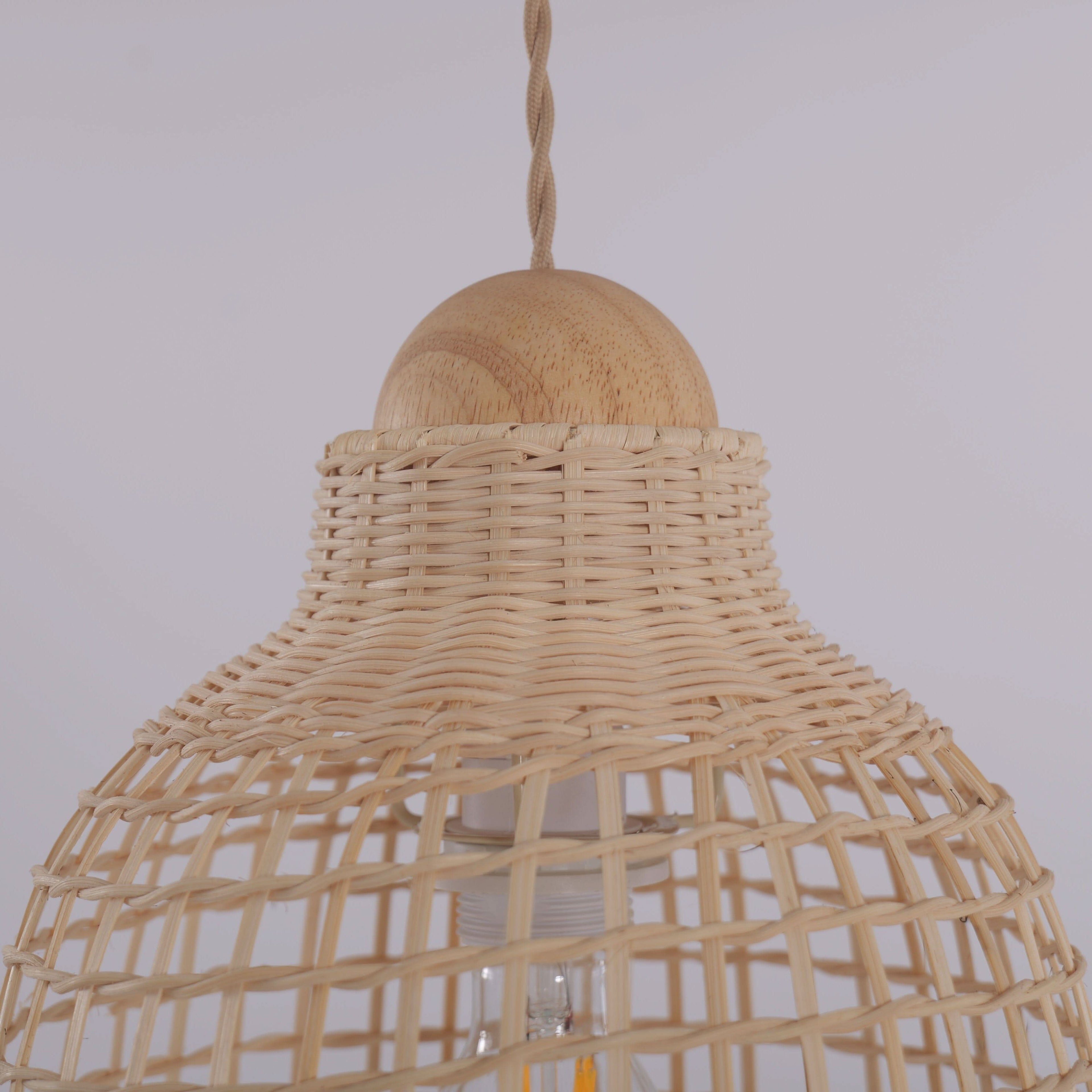 Lightsin Cella-Elegant Vintage Woven Rattan Minimalist Pendant Light