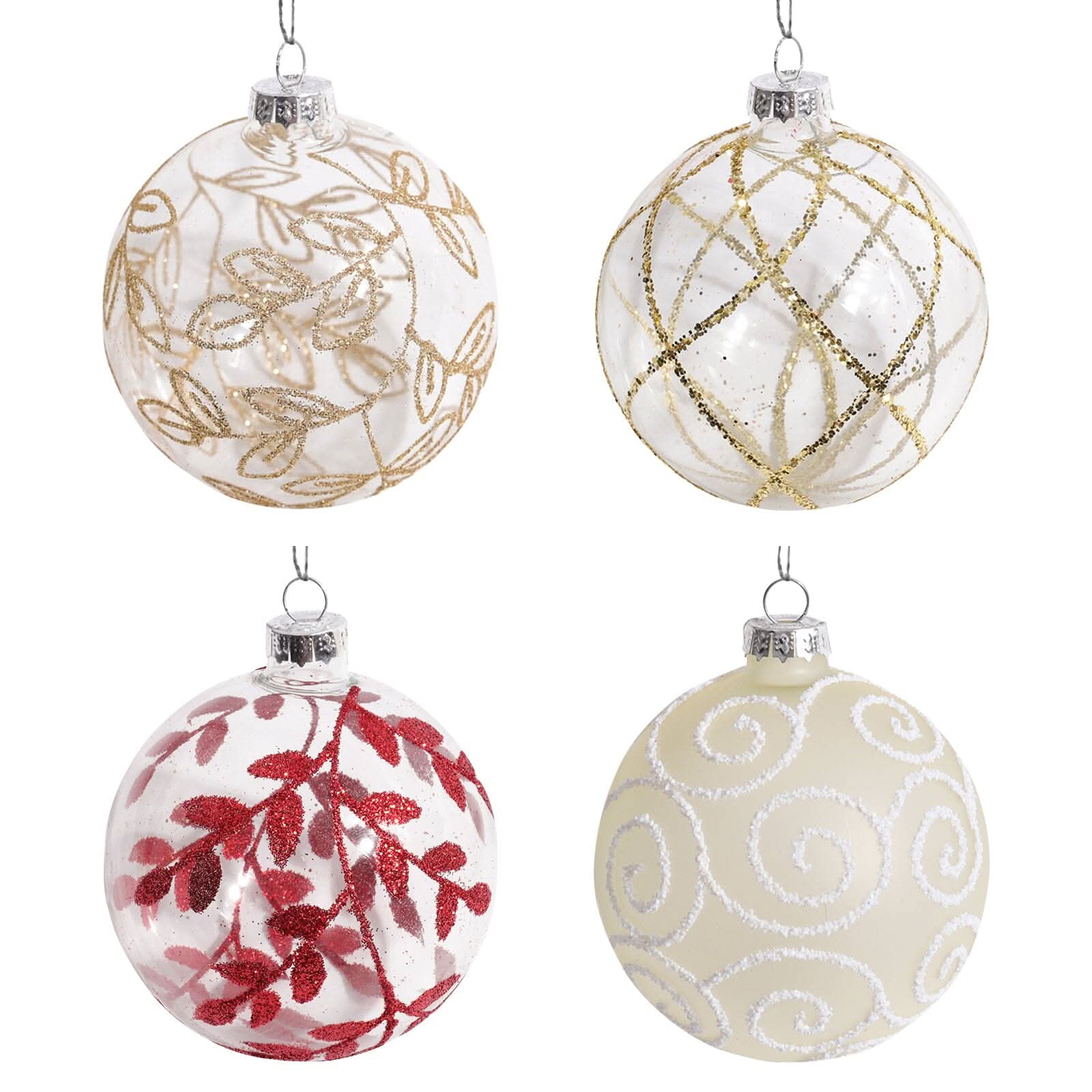 4pcs Christmas Glass Painted Round Ball Decorations Set
