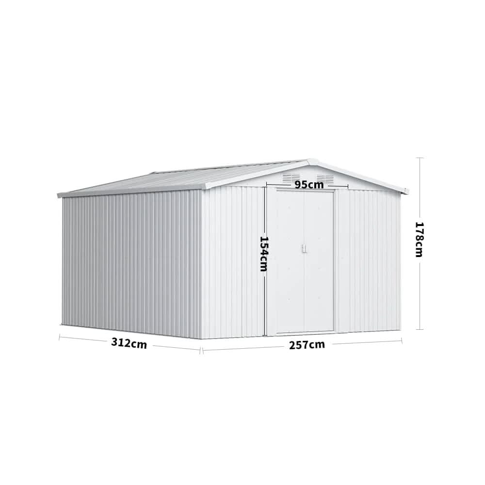 Waterproof 6x8/8x8/10x8/12x10ft Metal Shed with Gable Roof Charcoal Black/Green