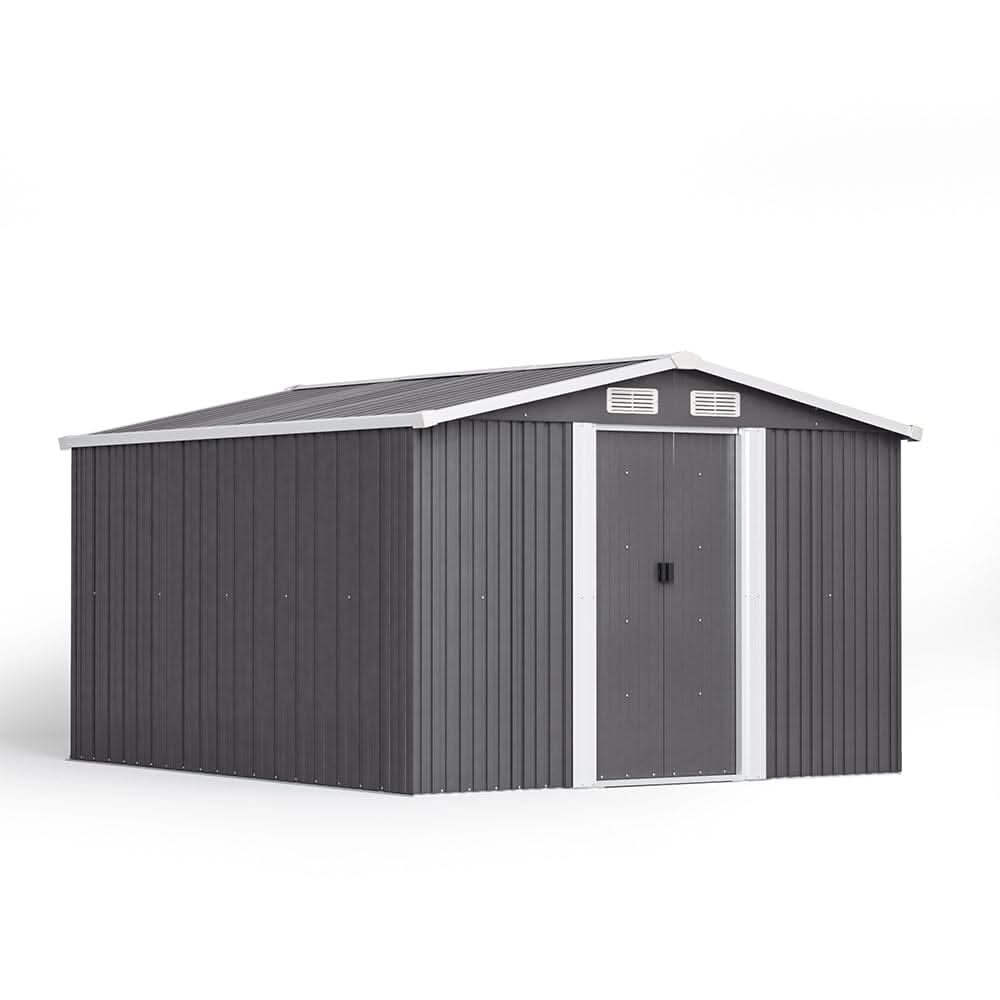 Waterproof 6x8/8x8/10x8/12x10ft Metal Shed with Gable Roof Charcoal Black/Green