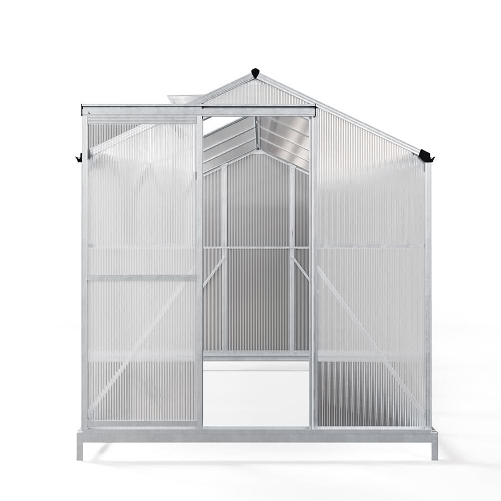 4x6ft/ 6x6ft/ 8x6ft/ 10x6ft Silver Aluminum Framed Greenhouse with Vent