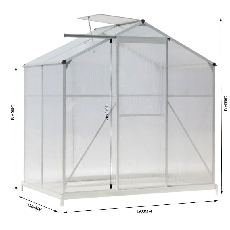 Aluminium Hobby Greenhouse with Window Opening With Base/Without Base
