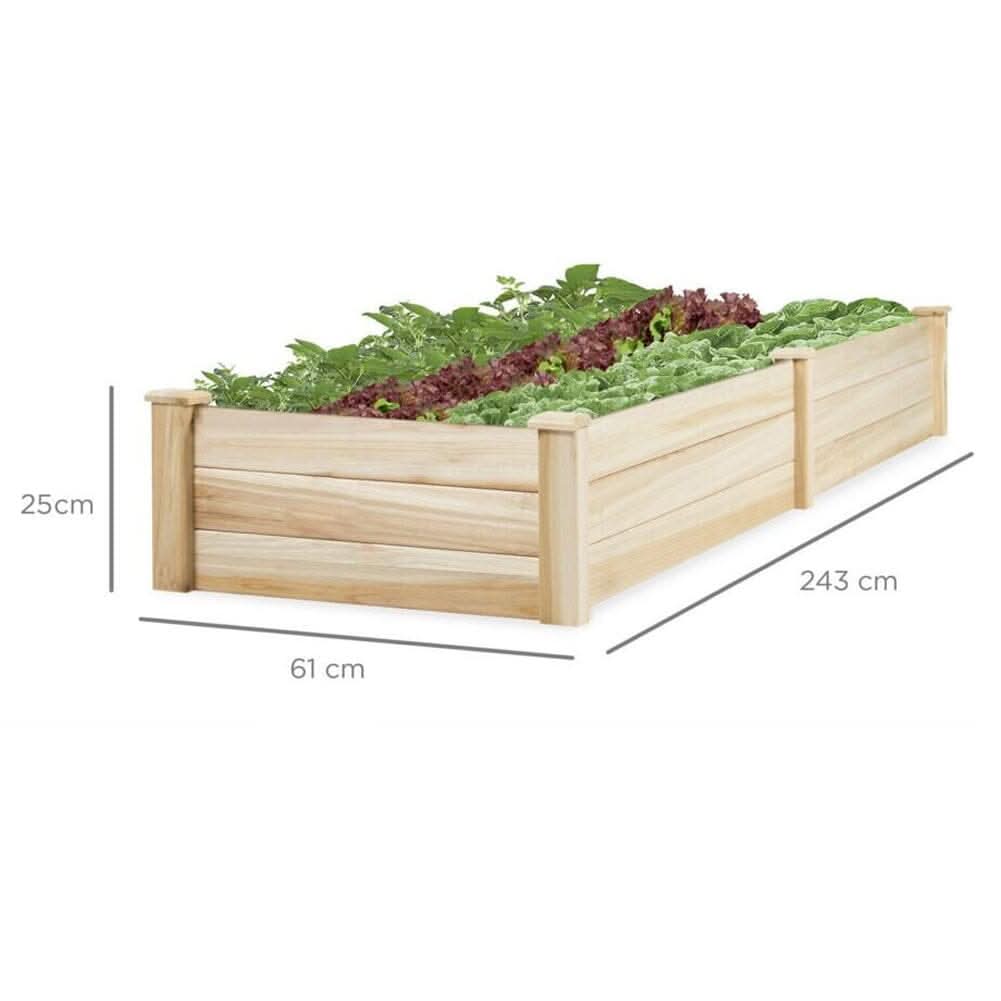 Solid Wood Raised Garden Bed with 2 Compartments