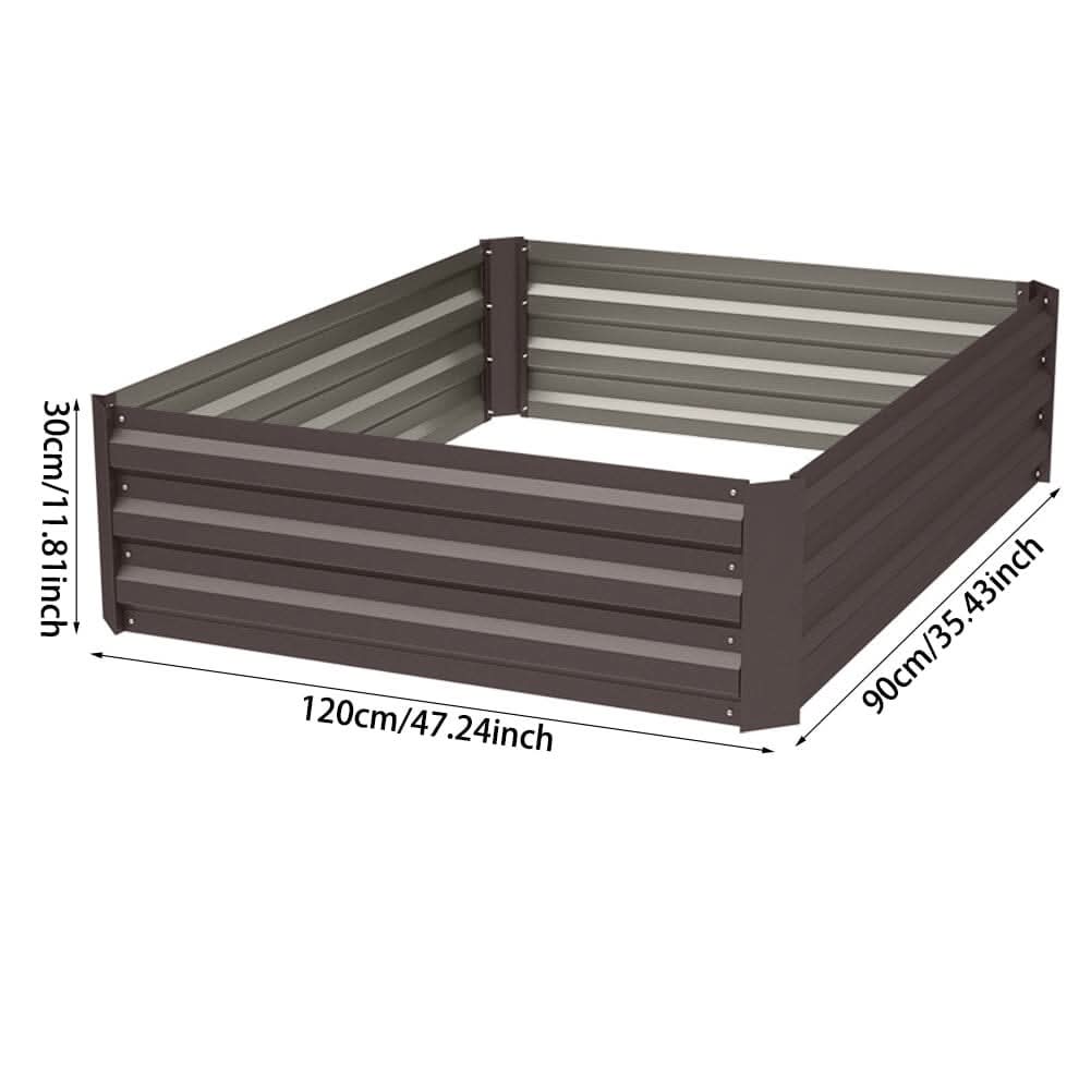 Galvanized Steel Square Raised Garden Bed Planter Box in Brown