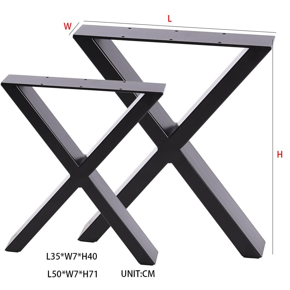 Industrial Metal X-Shaped Legs for Tables Desks for DIY Set of 2