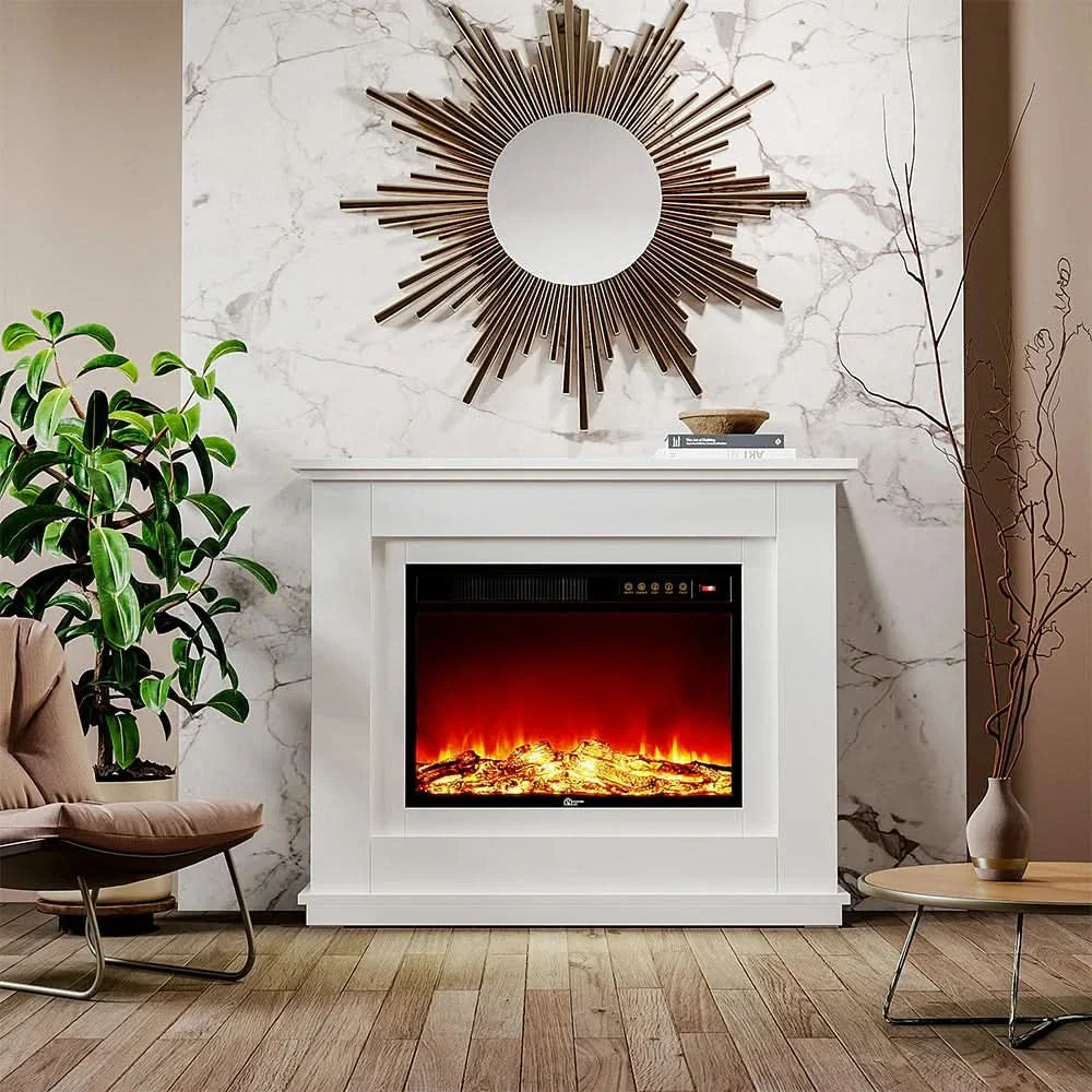 39/48 Inch W Electric Fireplace Suite 1800W with Ambient Light 1/7 LED Colours