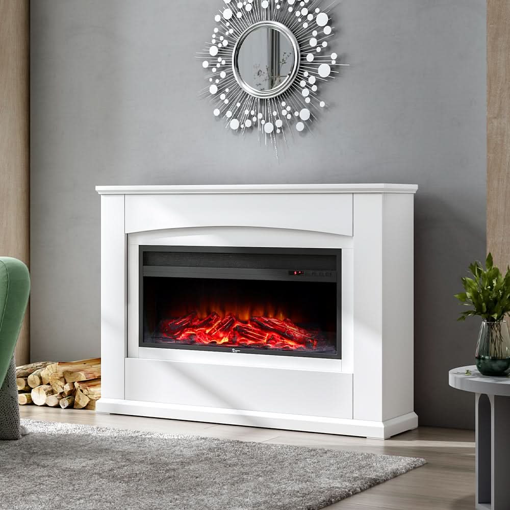 39/48 Inch W Electric Fireplace Suite 1800W with Ambient Light 1/7 LED Colours