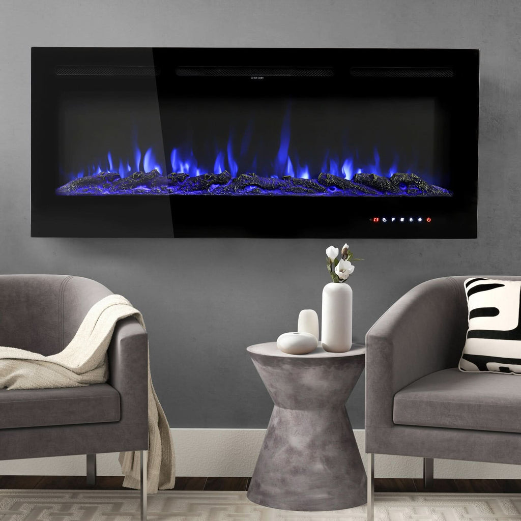 60 Inch Wall Mounted Fireplaces 1500W Insert Modern Electric Fireplace Heater