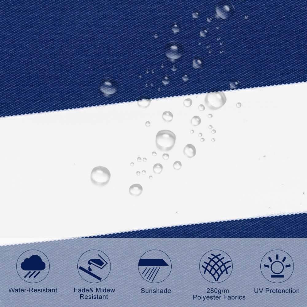 Blue and White Manual Shelter Retractable Patio Awning