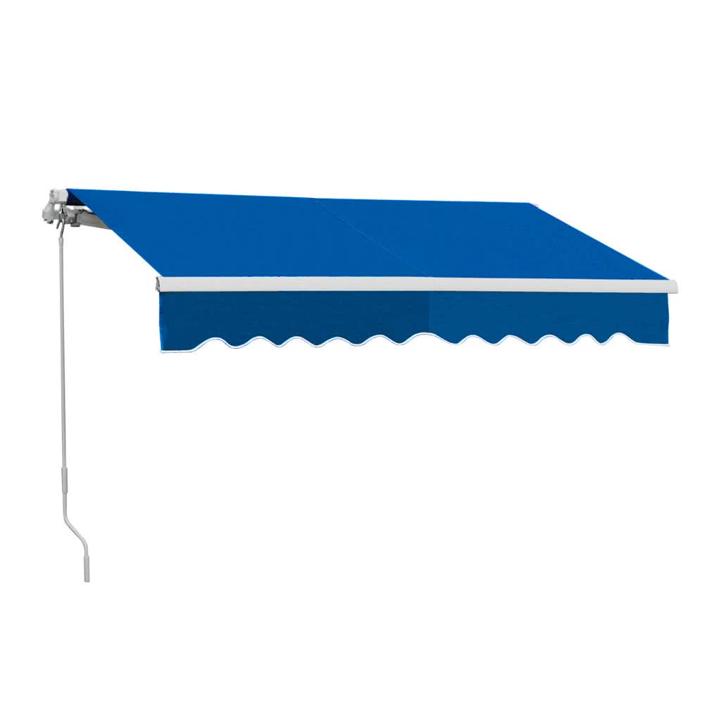 8ft-10ft Retractable Patio Awning Blue Manual Shelter