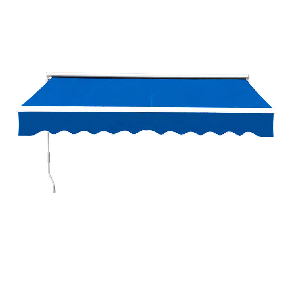 8ft-10ft Retractable Patio Awning Blue Manual Shelter