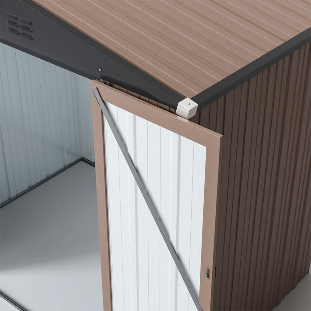 4 x6/ 5 x3 /6 x8 ft Metal Classic Lockable Tool Storage Bike Shed Brown Shed
