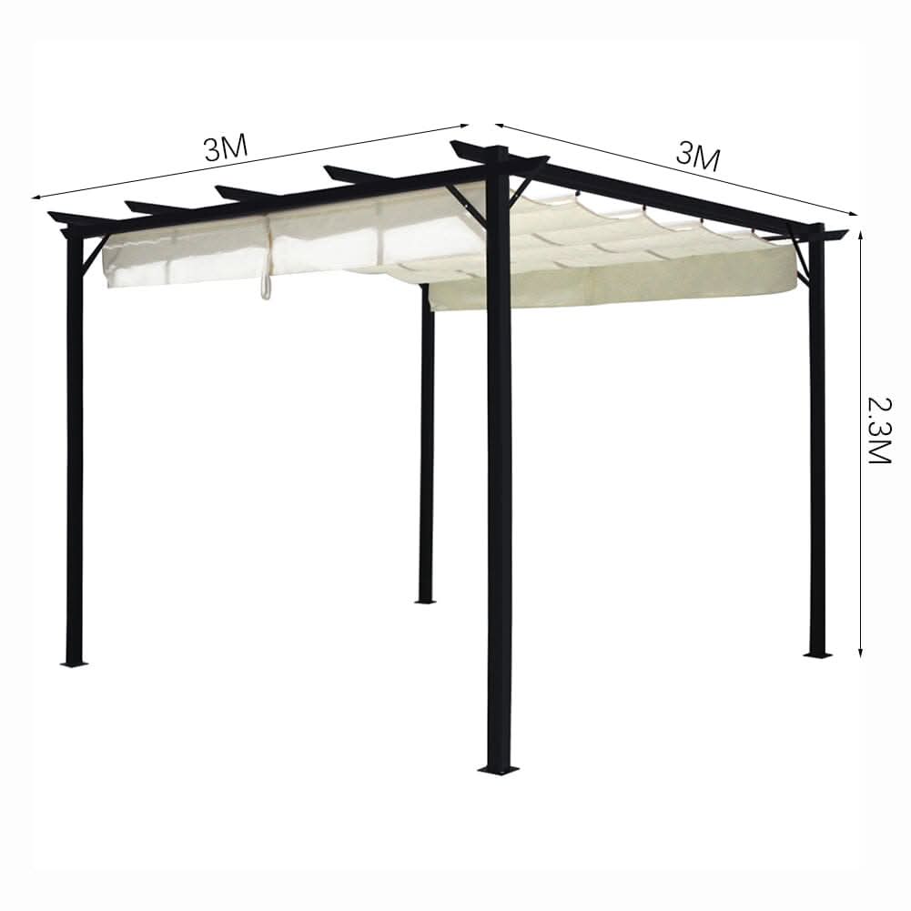 Outdoor Retractable Steel Pergola with Canopy
