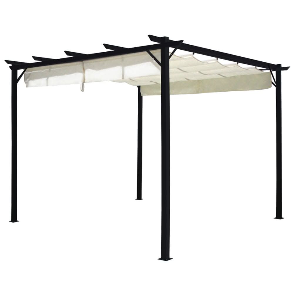 Outdoor Retractable Steel Pergola with Canopy