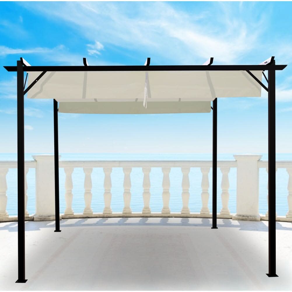 Outdoor Retractable Steel Pergola with Canopy