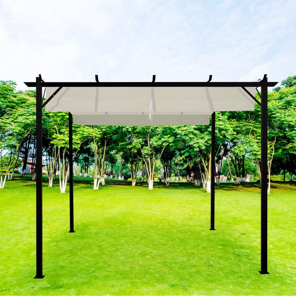 Outdoor Retractable Steel Pergola with Canopy