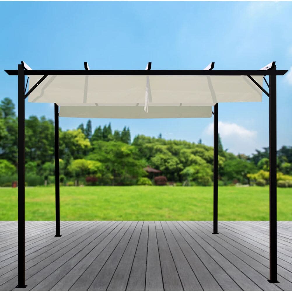 Outdoor Retractable Steel Pergola with Canopy