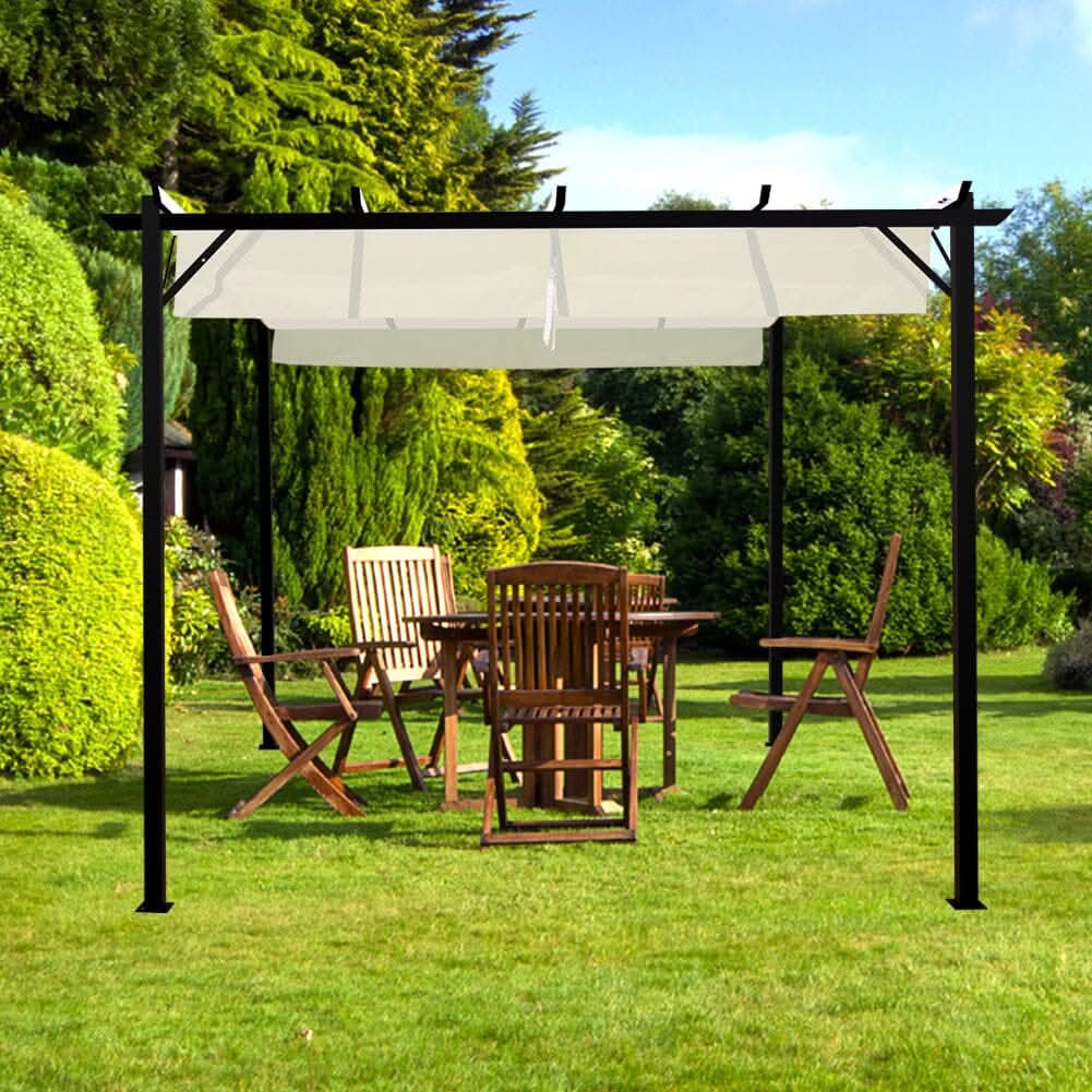 Outdoor Retractable Steel Pergola with Canopy