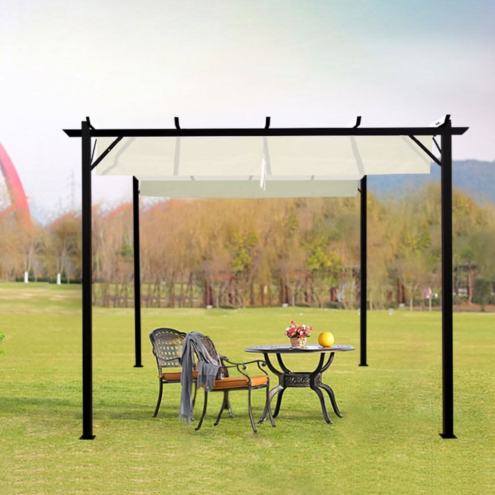 Outdoor Retractable Steel Pergola with Canopy